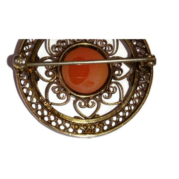 Romantic 1/20 12K Gold Filled Filigree Cameo Brooch - Picture 7 of 7